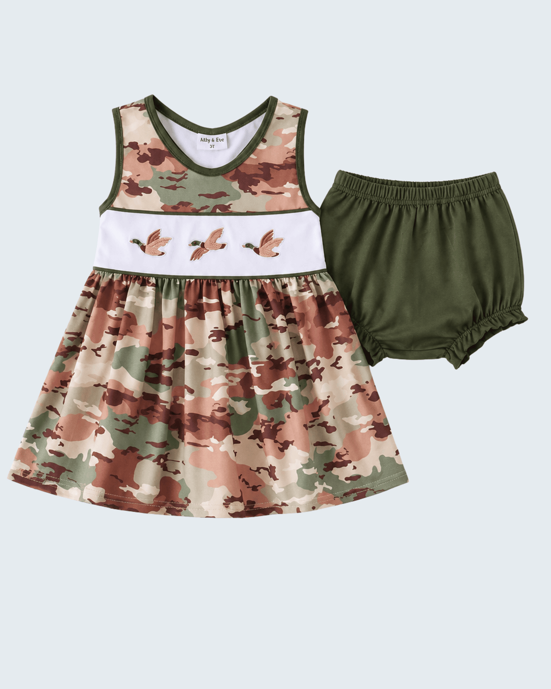 Duck Camo Embroidered Knit Bloomer Set for girls