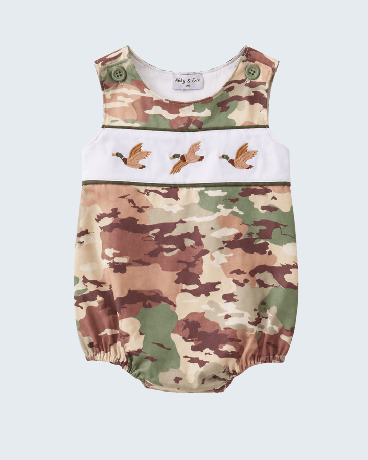 Duck Camo Embroidered Knit Bubble on grey background