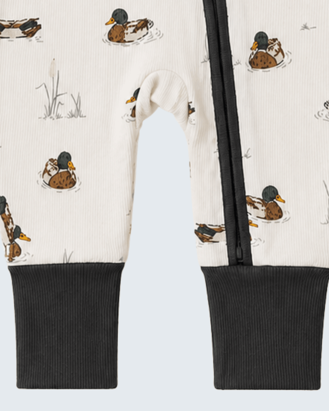 Ducks Ribbed Bamboo Zipper Romper