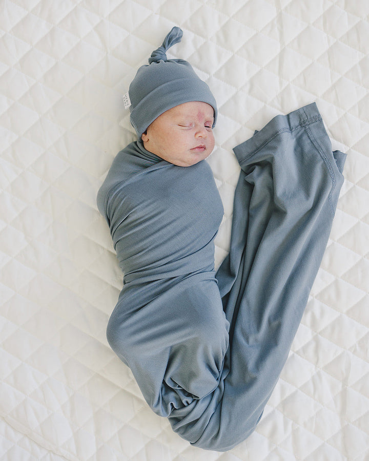 Dusty Blue Bamboo Newborn Knot Hat