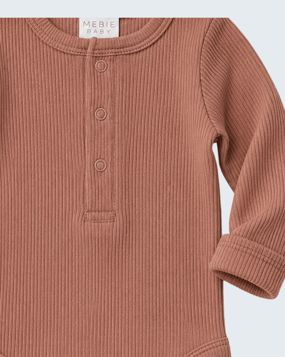 Dusty Rose Organic Cotton Ribbed Bodysuit with long sleeves