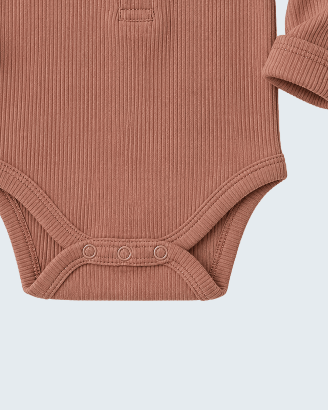 Dusty Rose Organic Cotton Ribbed Bodysuit with snap closure