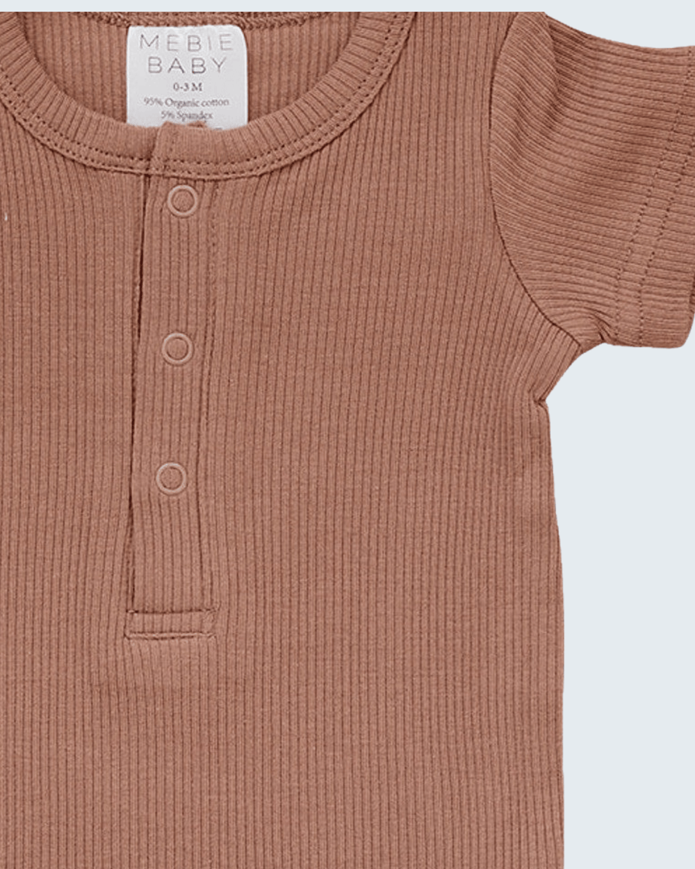 Baby bodysuit with short sleeves and snap closure