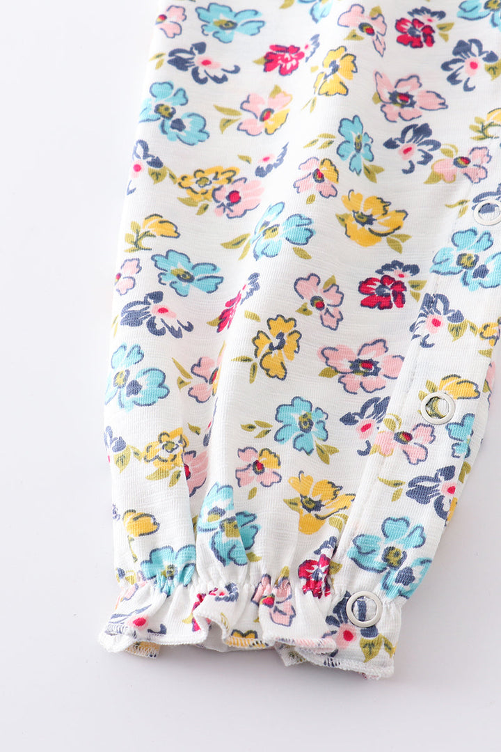 Platinum Mint Floral Print Romper