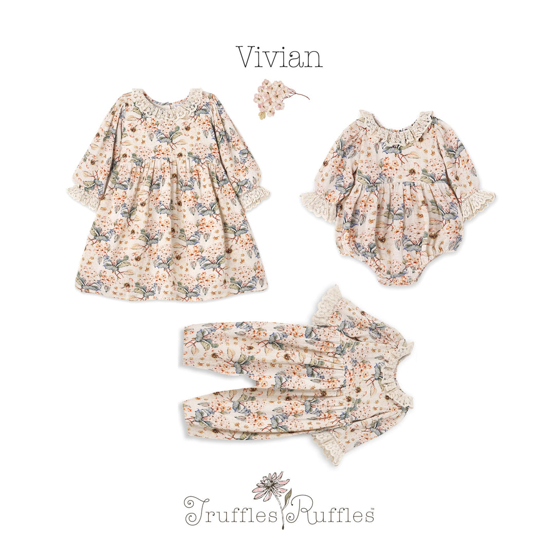 Vintage Floral Linen Dress with Lace Accents