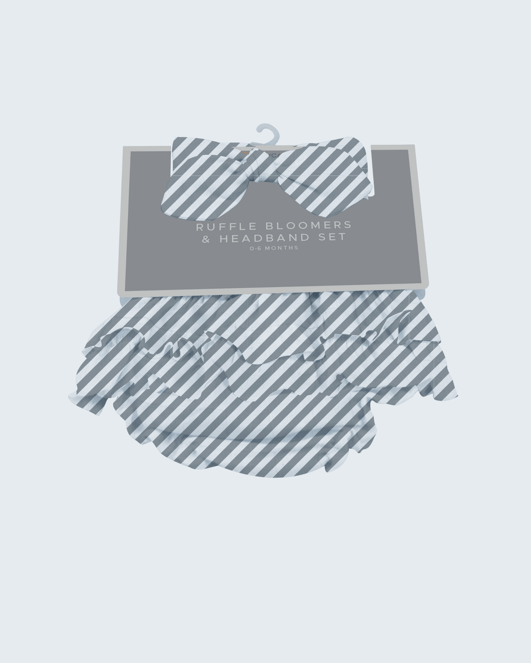 Striped bamboo baby bloomer and matching bow headband set
