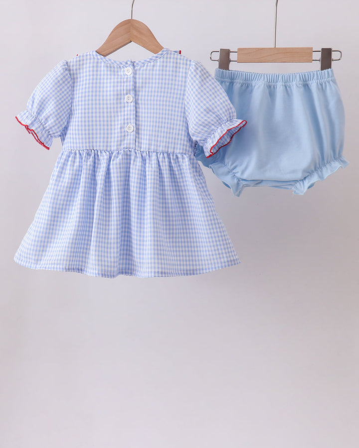 Flag Smocked Ruffle Bloomer Set