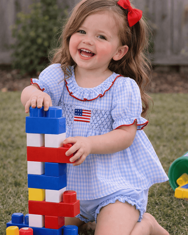 Flag Smocked Ruffle Bloomer Set