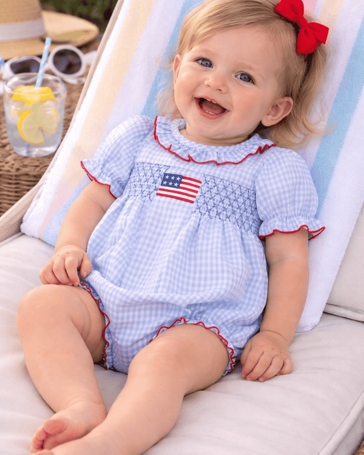 Flag Smocked Ruffle Bubble