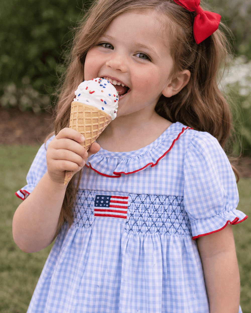 Flag Smocked Ruffle Dress