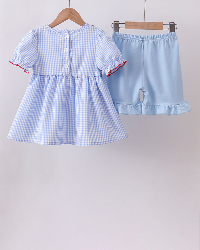 Flag Smocked Ruffle Shorts Set
