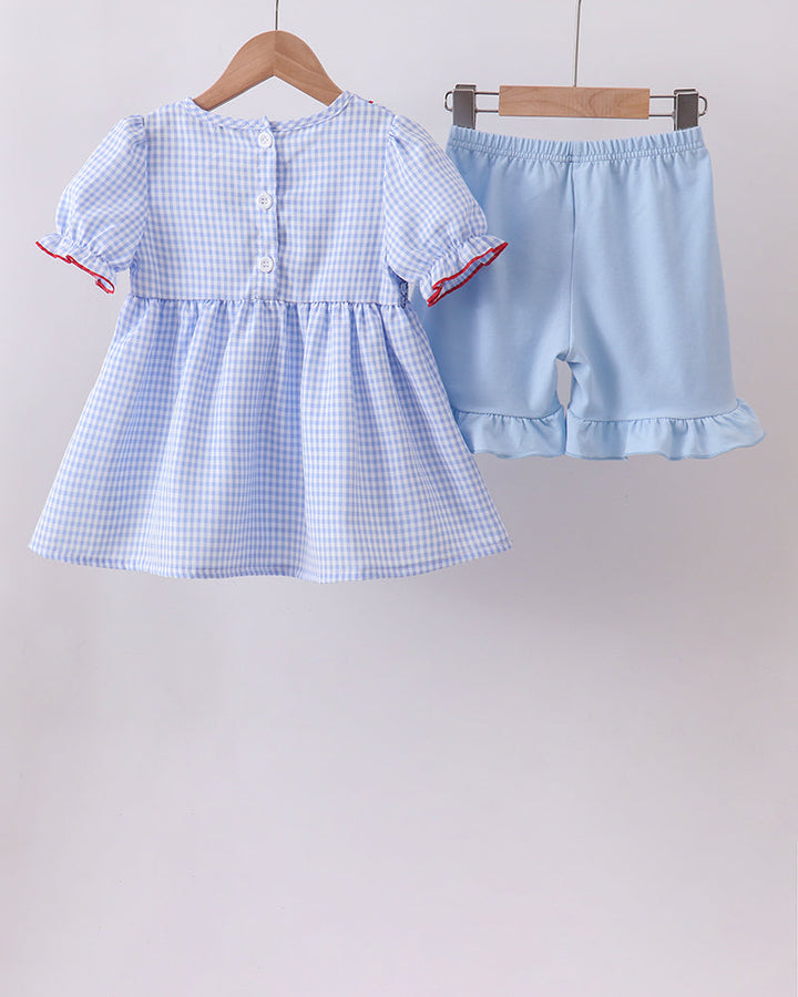 Flag Smocked Ruffle Shorts Set