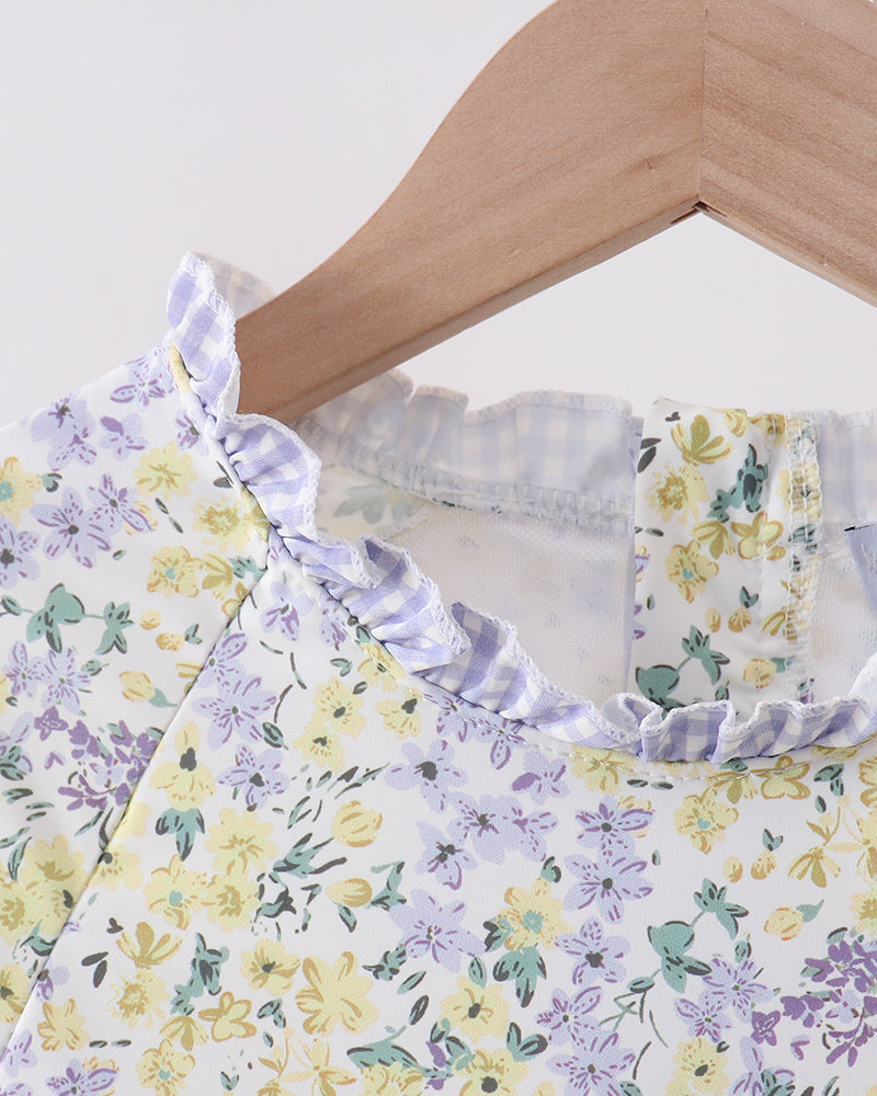 Close up of floral fabric on hanger