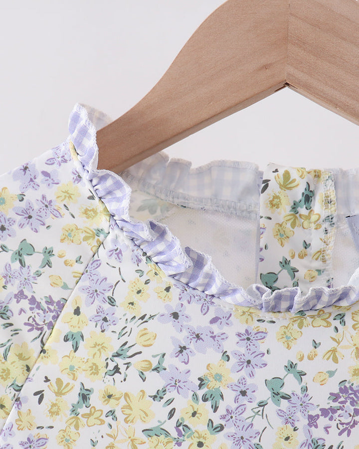 Close up of floral fabric on hanger