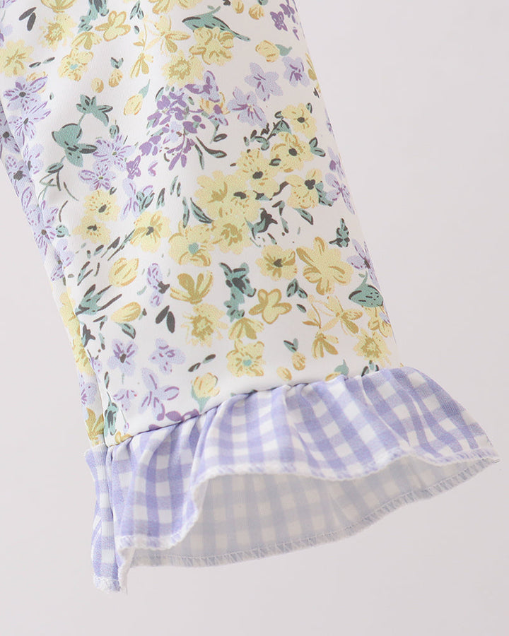 Floral swimsuit sleeve on grey background