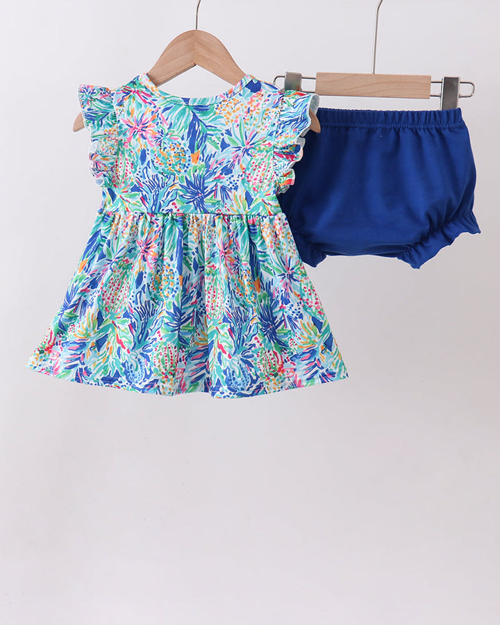 Floral Print Ruffle Bloomer Set