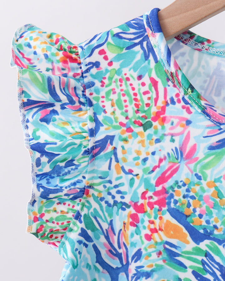 Floral Print Ruffle Bloomer Set