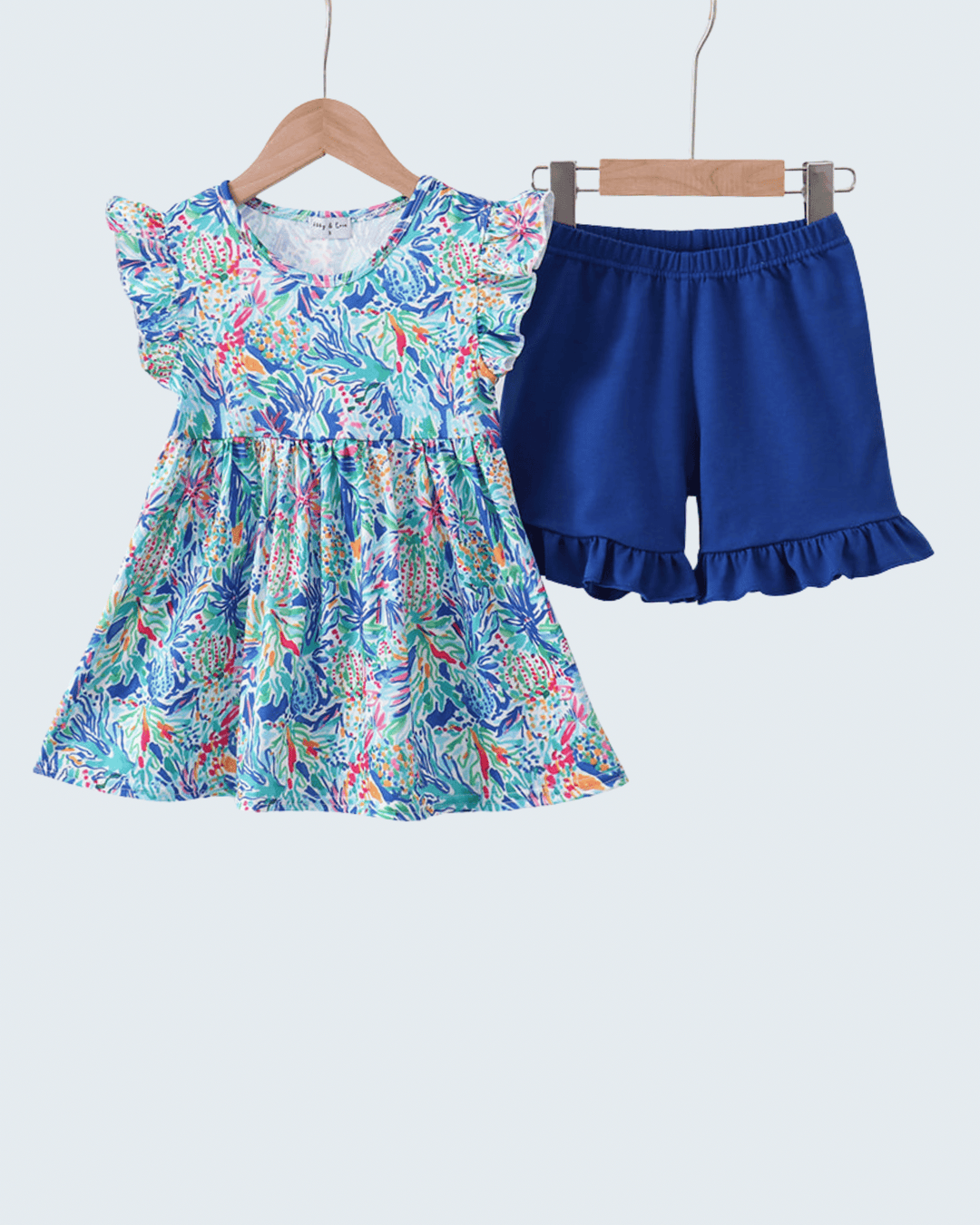 Floral Print Ruffle Shorts Set