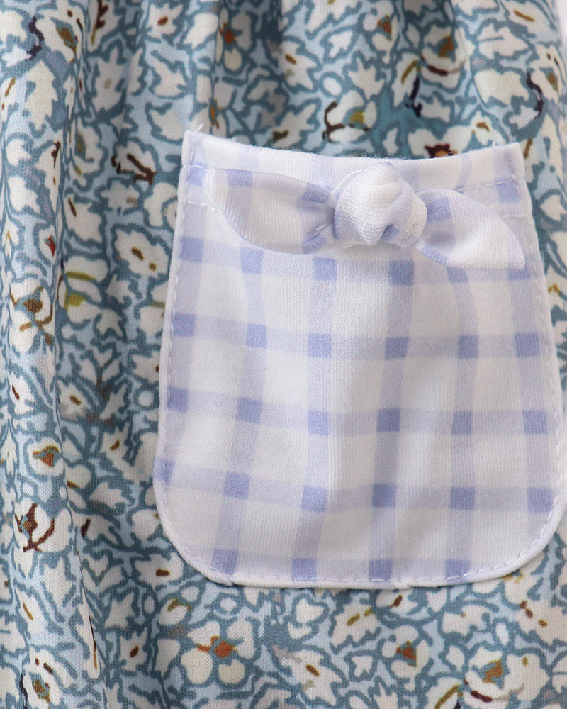 Gingham pocket on floral fabric