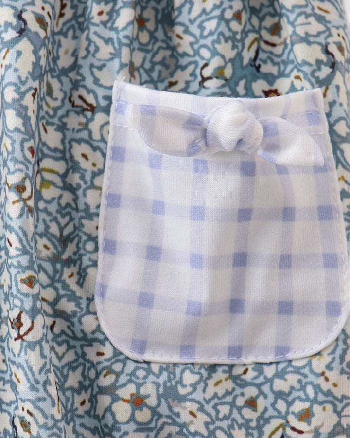 Gingham pocket on floral fabric