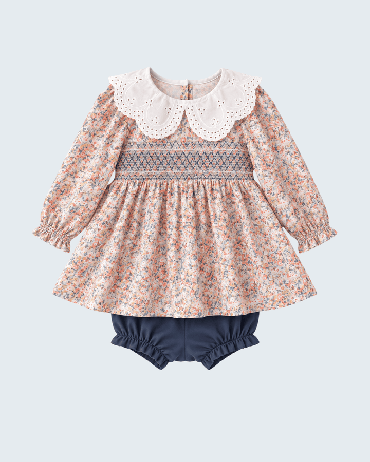 Floral Smocked Lace Bloomer Set
