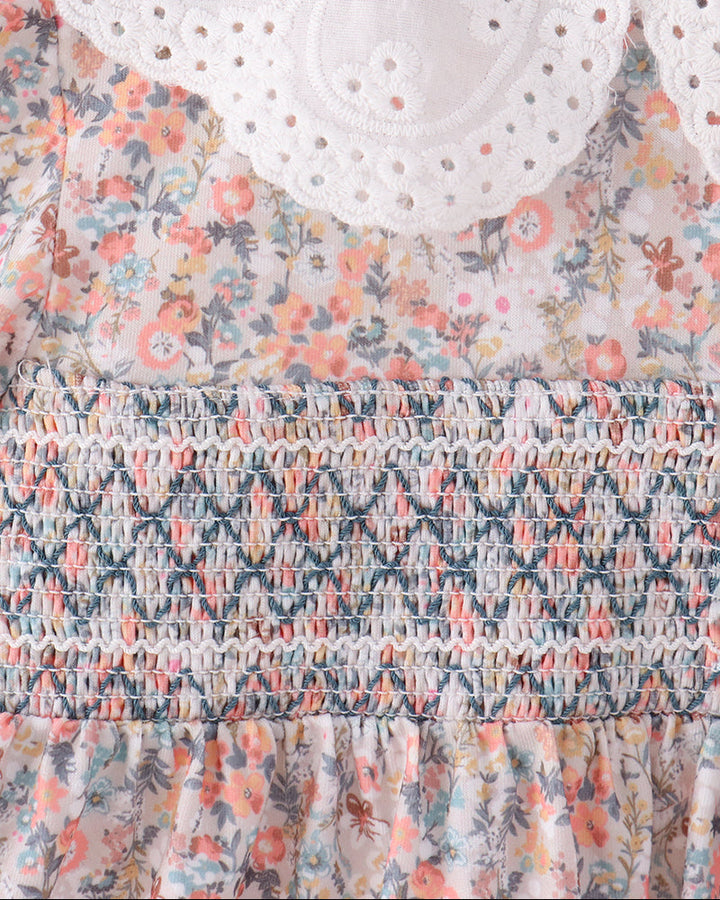 Floral Smocked Lace Bloomer Set