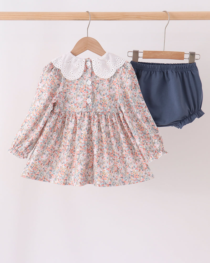 Floral Smocked Lace Bloomer Set