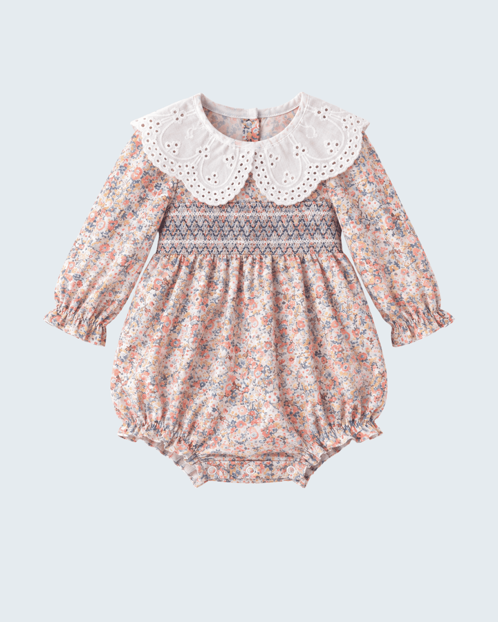 Floral Smocked Lace Bubble Romper