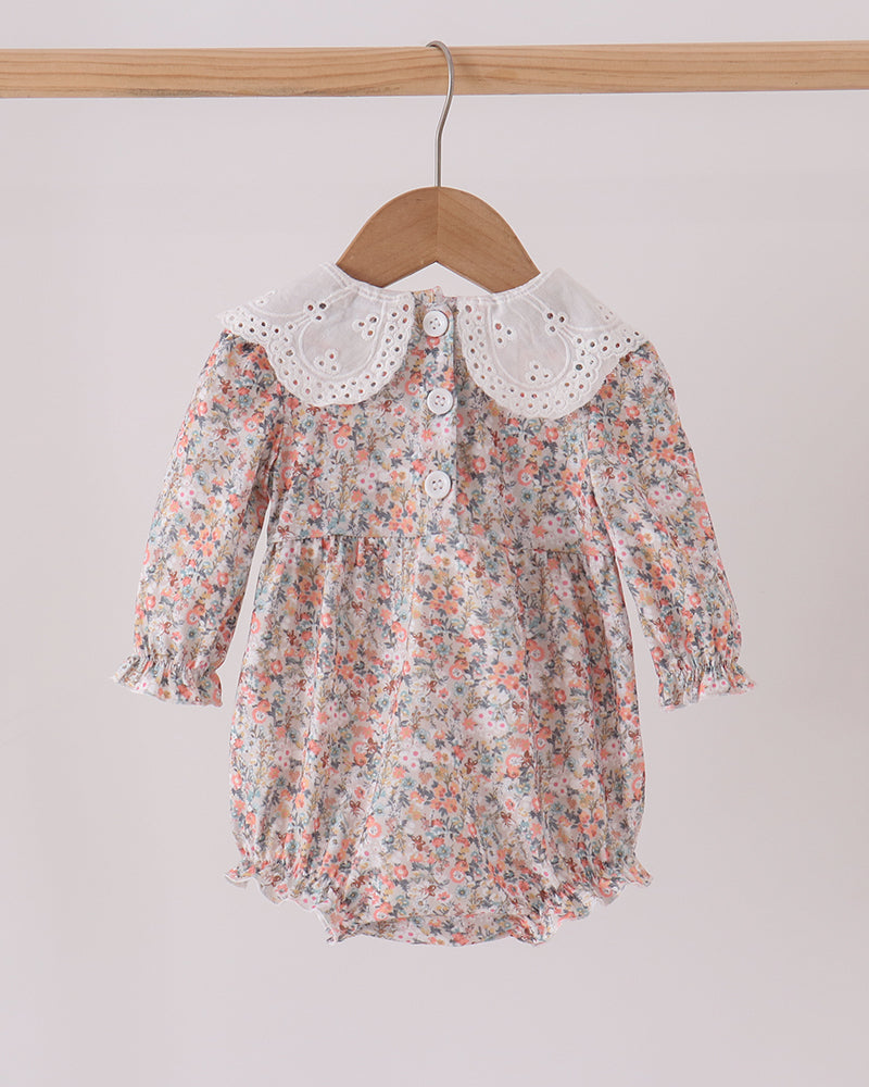 Floral Smocked Lace Bubble Romper