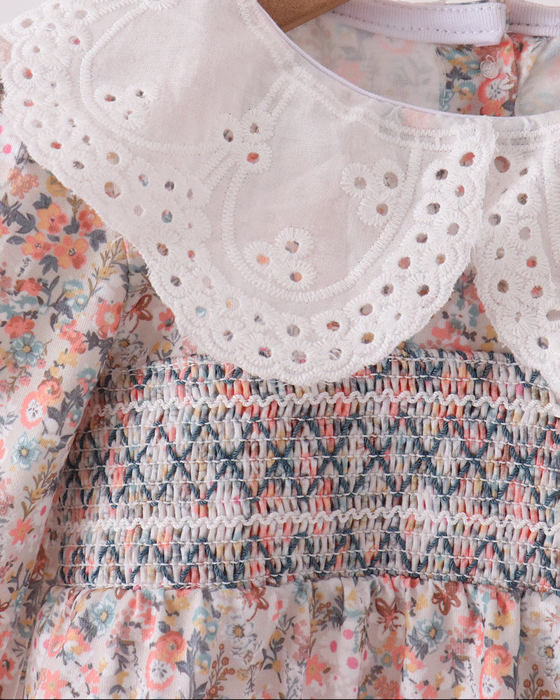 Floral Smocked Lace Bubble Romper