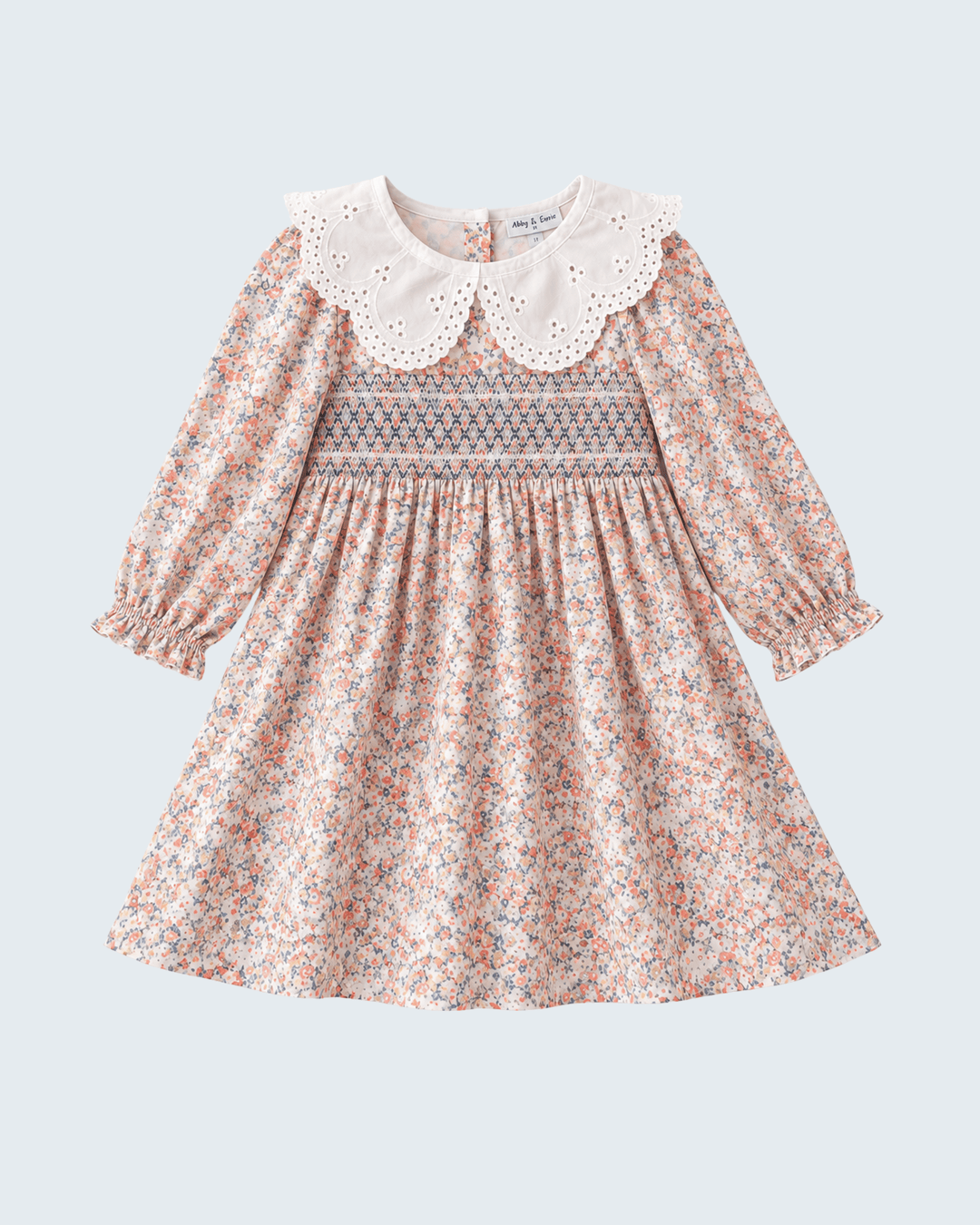 Floral Smocked Lace Collar Dress