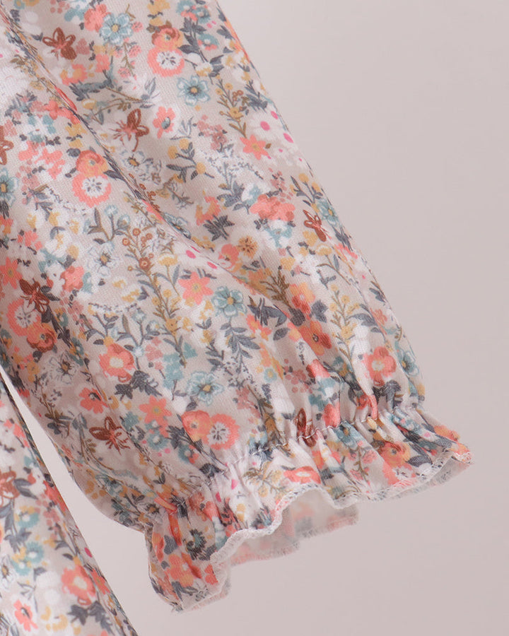 Floral Smocked Lace Collar Dress