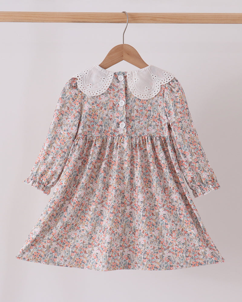 Floral Smocked Lace Collar Dress