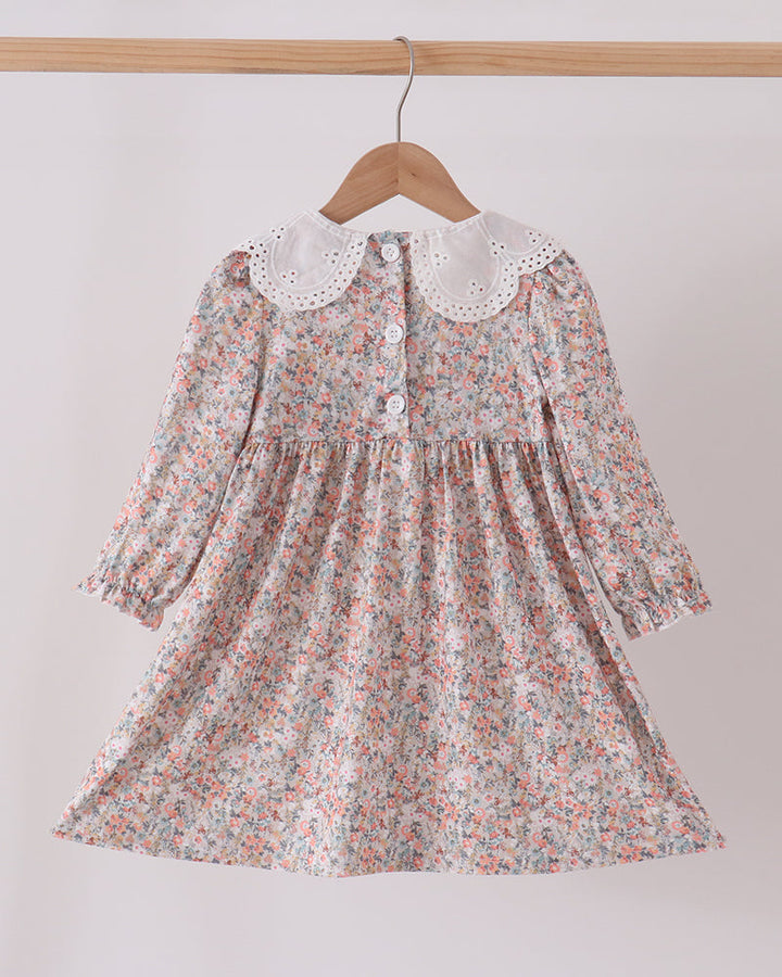 Floral Smocked Lace Collar Dress