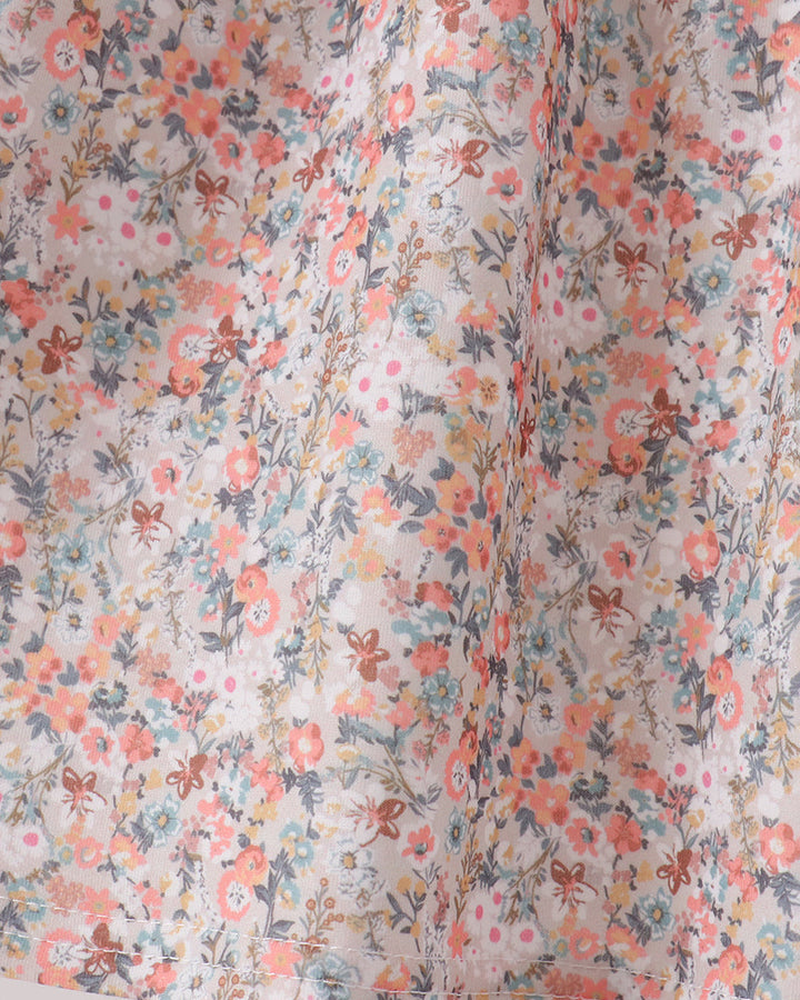Floral Smocked Lace Collar Dress