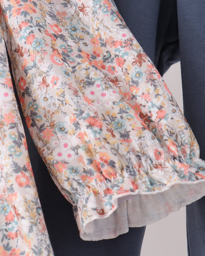Floral Smocked Lace Ruffle Pants Set
