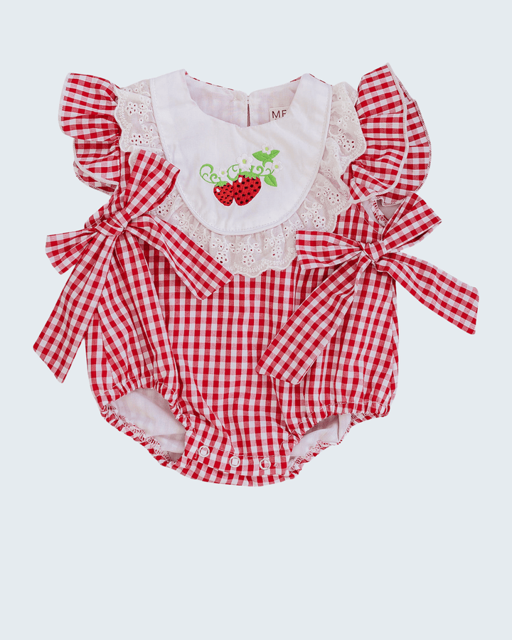Baby girl romper in red gingham