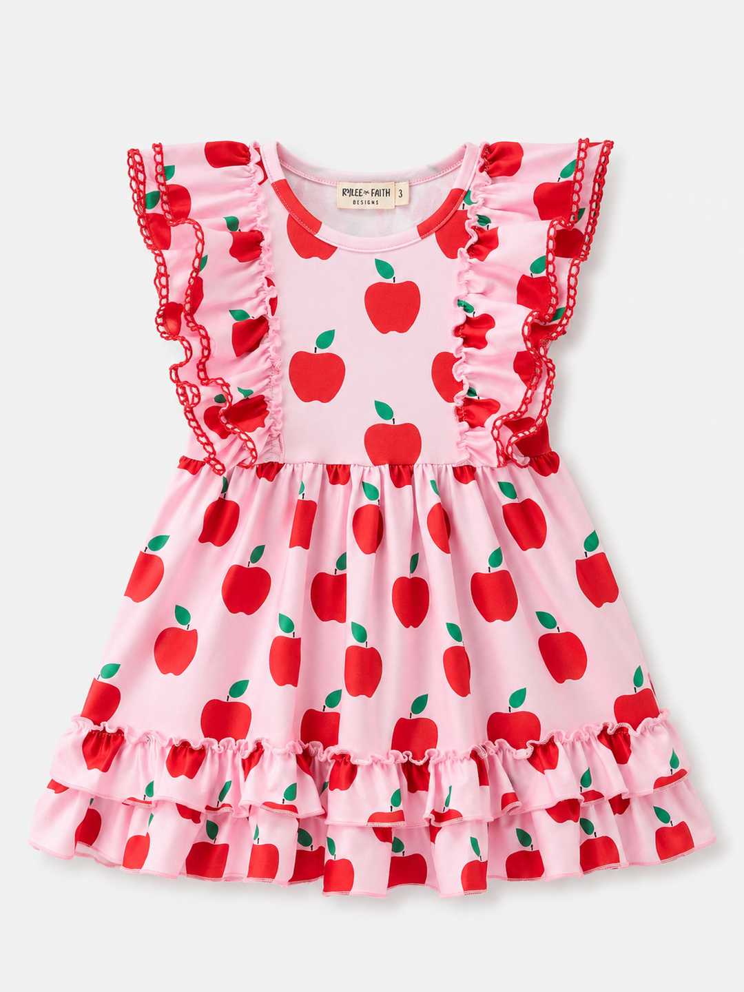 Back to school dress with allover apple print