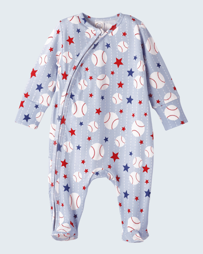 Grand Slam Baseball Bamboo Zipper Romper