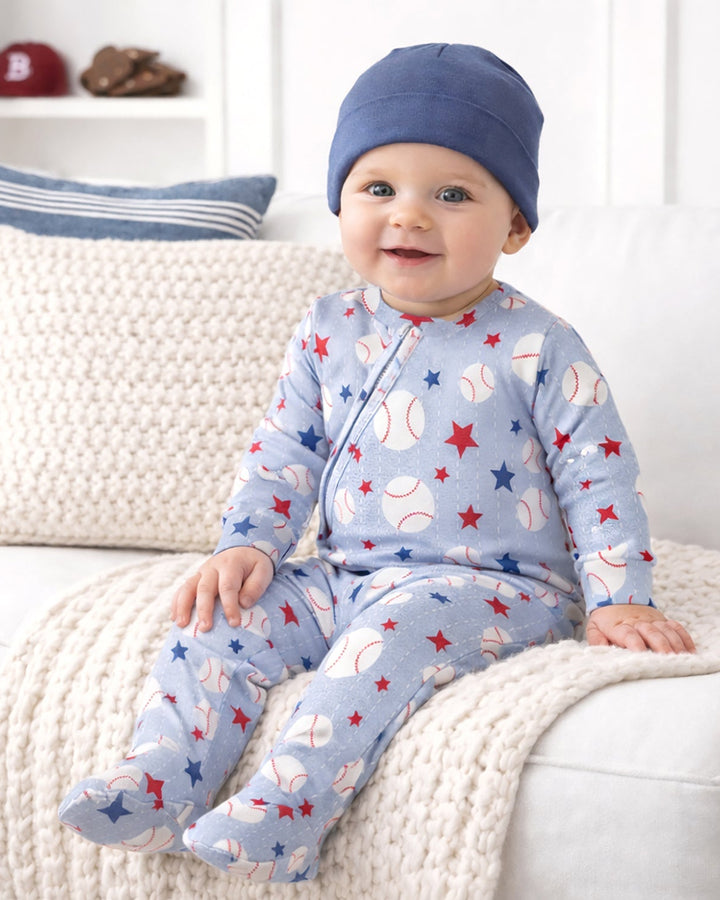 Grand Slam Baseball Bamboo Zipper Romper