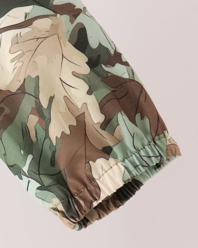 Camouflage hoodie sleeve cuffs with elastic hem
