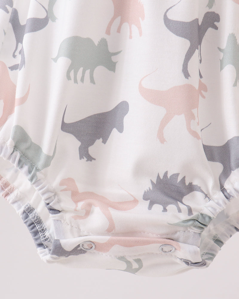 Dinosaur printed romper with snap closure
