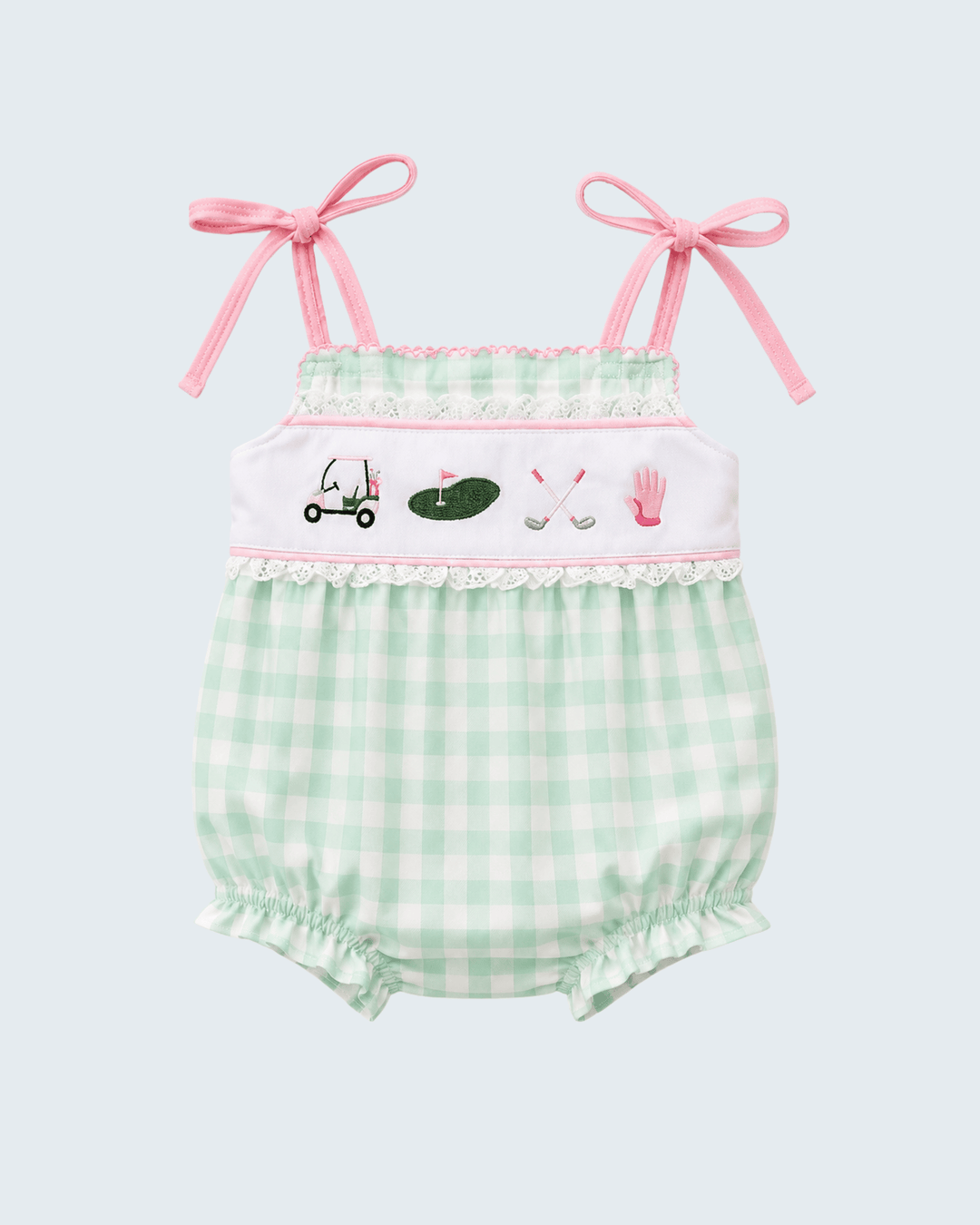 Green Golf Embroidered Bubble on light grey background