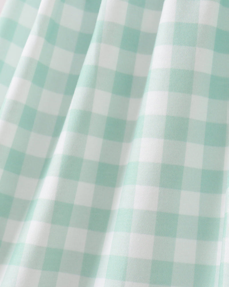 Green gingham fabric