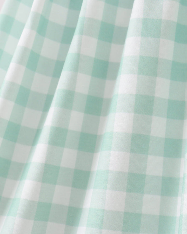 Green gingham fabric