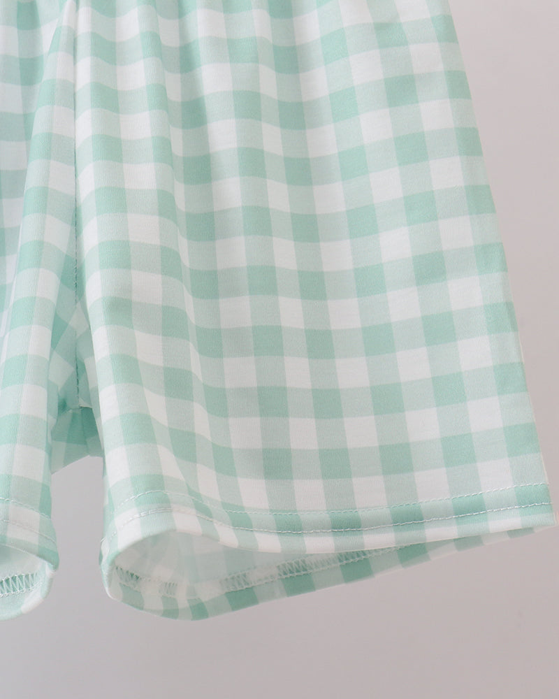 Green gingham fabric