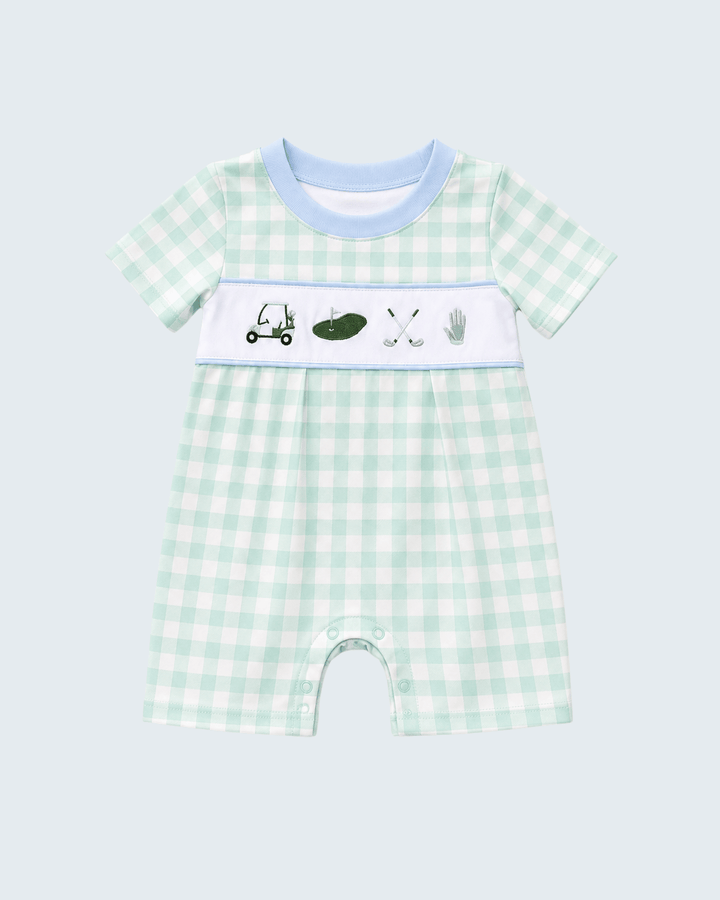 Green Golf Embroidered Romper