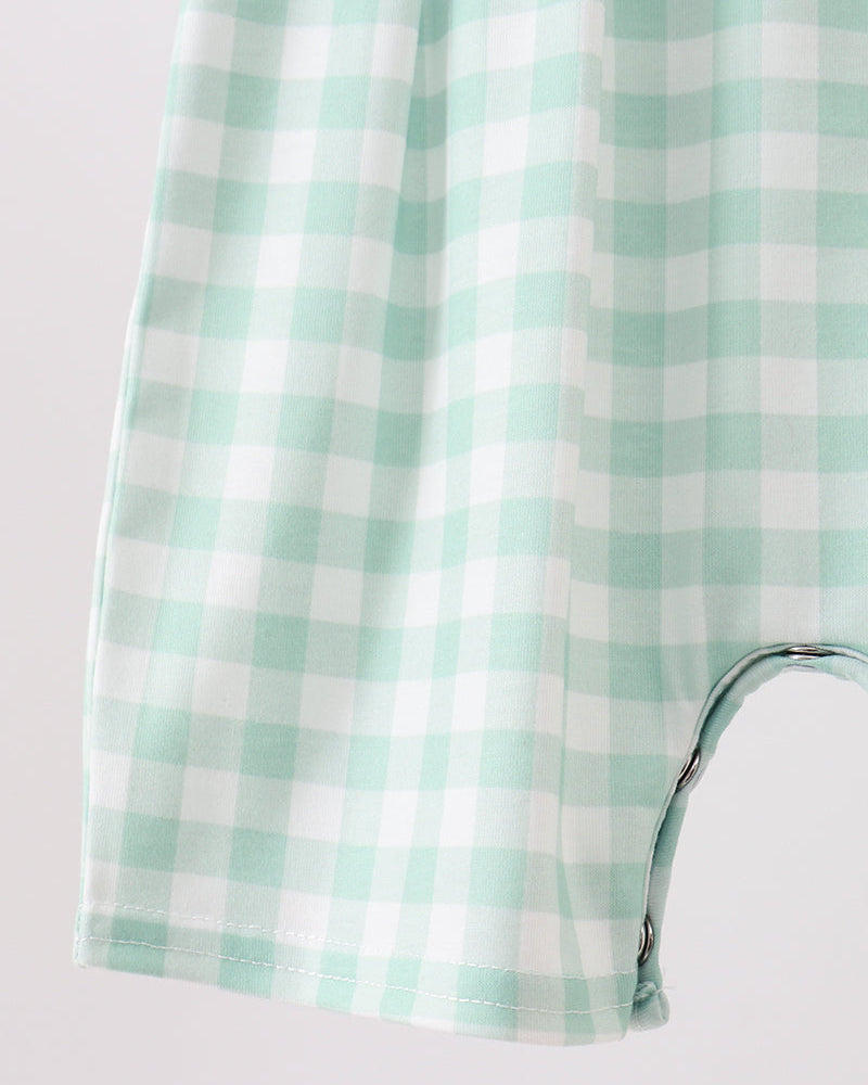 Green gingham romper