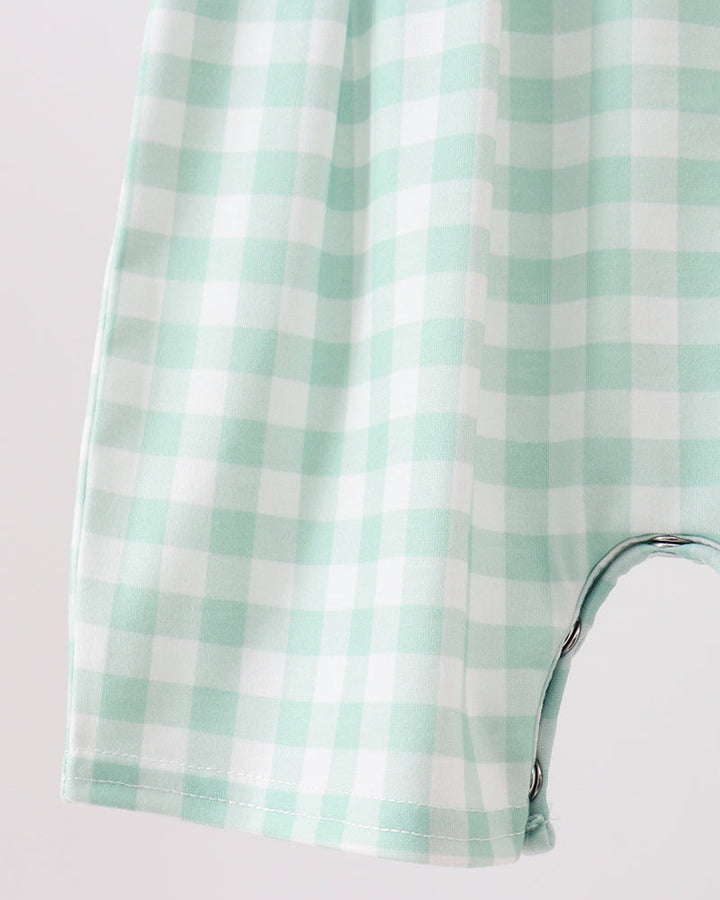 Green gingham romper