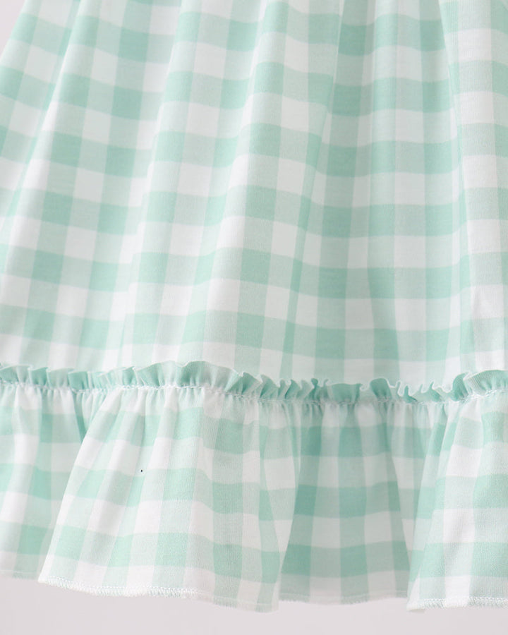 Green gingham fabric